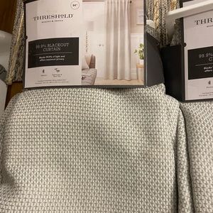 Threshold Room Darkening Small Check Window Curtain Panel 50 x 84